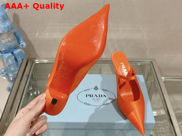 Prada Satin High Heeled Mules in Orange 1I483N Replica