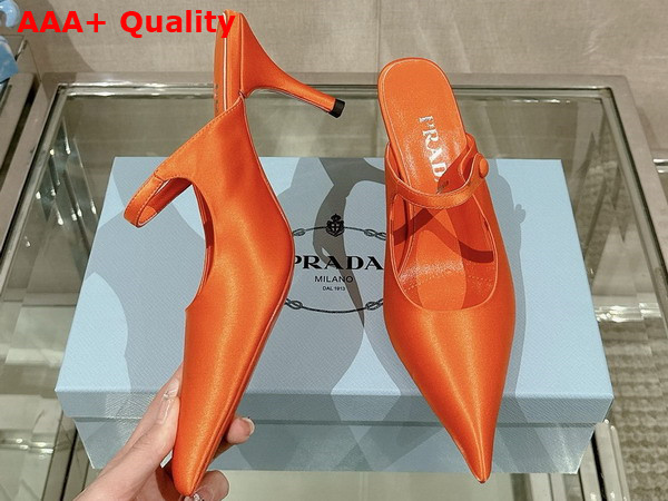 Prada Satin High Heeled Mules in Orange 1I483N Replica