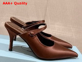 Prada Satin High Heeled Mules in Tobacco 1I483N Replica