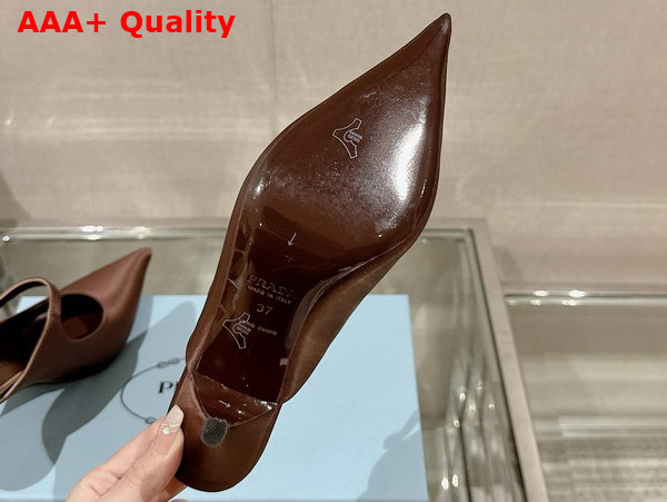 Prada Satin High Heeled Mules in Tobacco 1I483N Replica