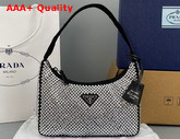 Prada Satin Mini Bag with Artificial Crystals Black Replica