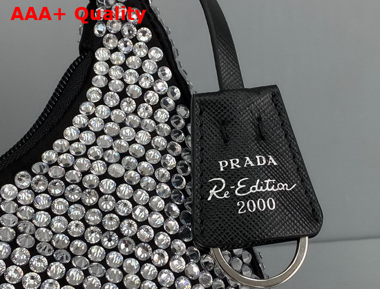 Prada Satin Mini Bag with Artificial Crystals Black Replica