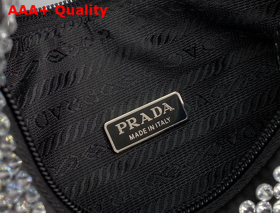 Prada Satin Mini Bag with Artificial Crystals Black Replica