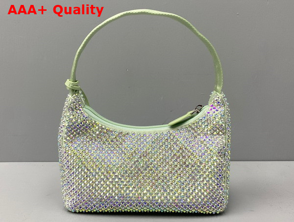 Prada Satin Mini Bag with Artificial Crystals Green 1NE515 Replica