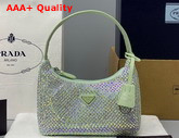 Prada Satin Mini Bag with Artificial Crystals Green Replica