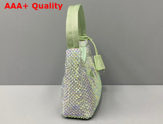 Prada Satin Mini Bag with Artificial Crystals Green Replica