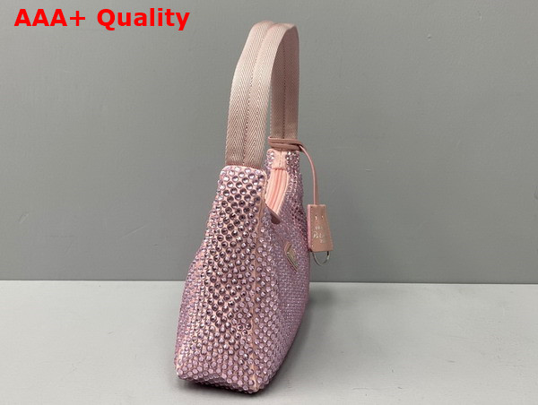 Prada Satin Mini Bag with Artificial Crystals Pink 1NE515 Replica