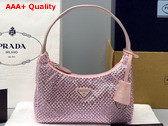 Prada Satin Mini Bag with Artificial Crystals Pink 1NE515 Replica