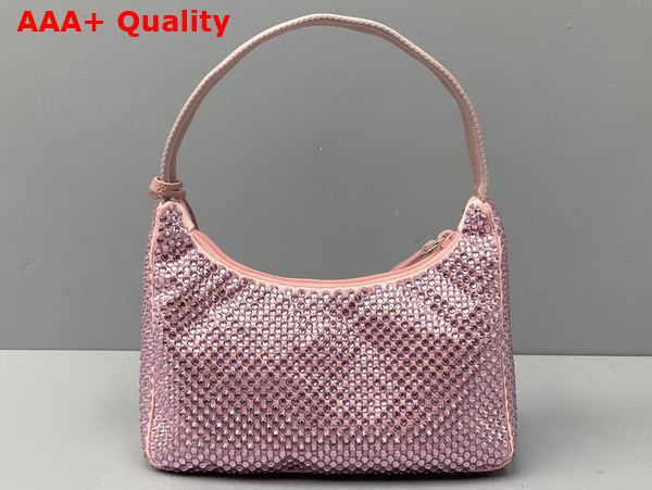 Prada Satin Mini Bag with Artificial Crystals Pink 1NE515 Replica