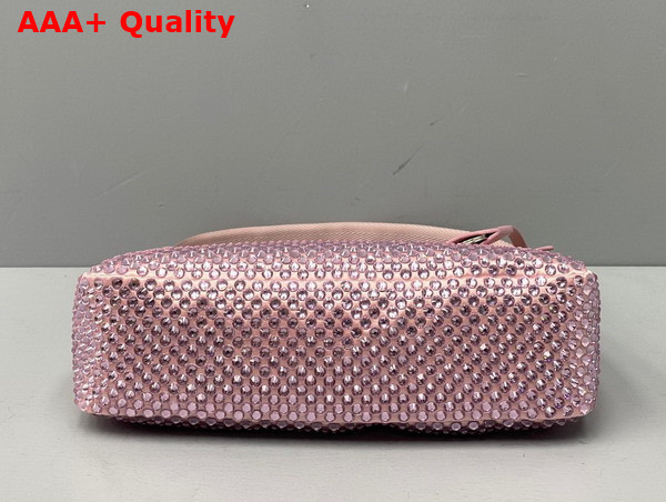 Prada Satin Mini Bag with Artificial Crystals Pink 1NE515 Replica