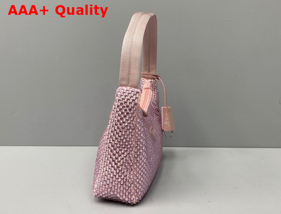 Prada Satin Mini Bag with Artificial Crystals Pink Replica