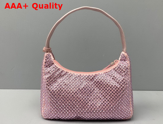 Prada Satin Mini Bag with Artificial Crystals Pink Replica