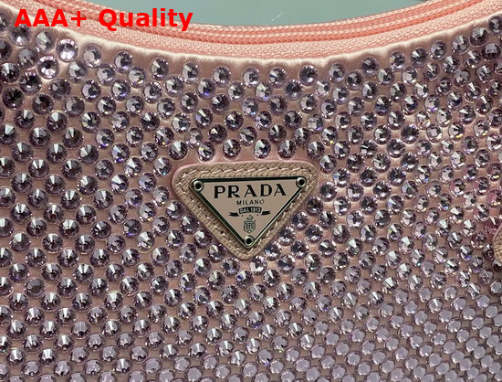 Prada Satin Mini Bag with Artificial Crystals Pink Replica