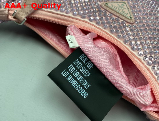 Prada Satin Mini Bag with Artificial Crystals Pink Replica