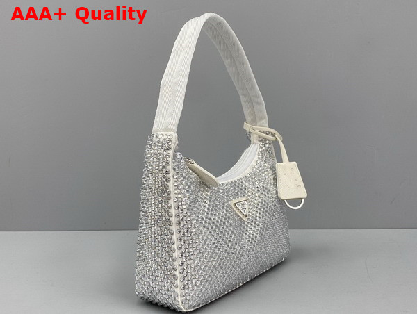 Prada Satin Mini Bag with Artificial Crystals White 1NE515 Replica