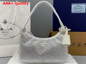 Prada Satin Mini Bag with Artificial Crystals White 1NE515 Replica