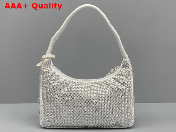 Prada Satin Mini Bag with Artificial Crystals White 1NE515 Replica