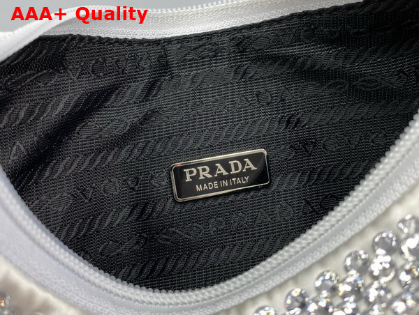 Prada Satin Mini Bag with Artificial Crystals White 1NE515 Replica