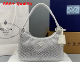 Prada Satin Mini Bag with Artificial Crystals White Replica