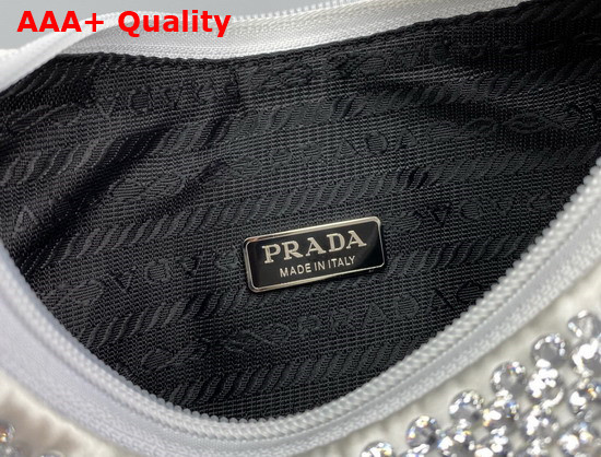 Prada Satin Mini Bag with Artificial Crystals White Replica