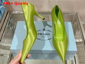 Prada Satin Pumps in Fern Green 1I484N Replica