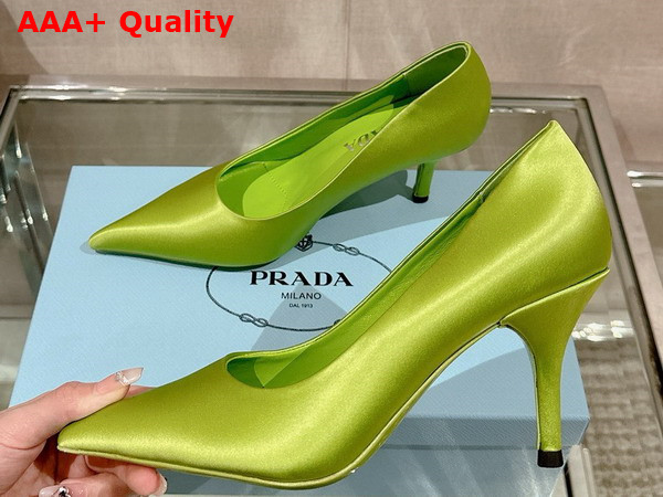 Prada Satin Pumps in Fern Green 1I484N Replica