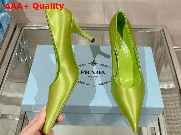 Prada Satin Pumps in Fern Green 1I484N Replica