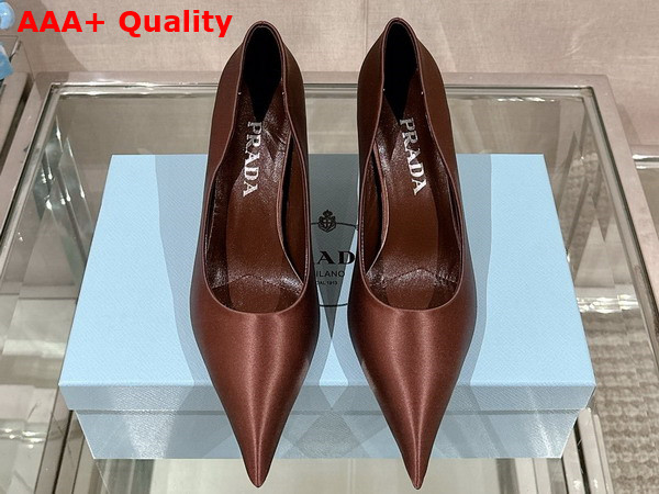 Prada Satin Pumps in Tobacco 1I484N Replica