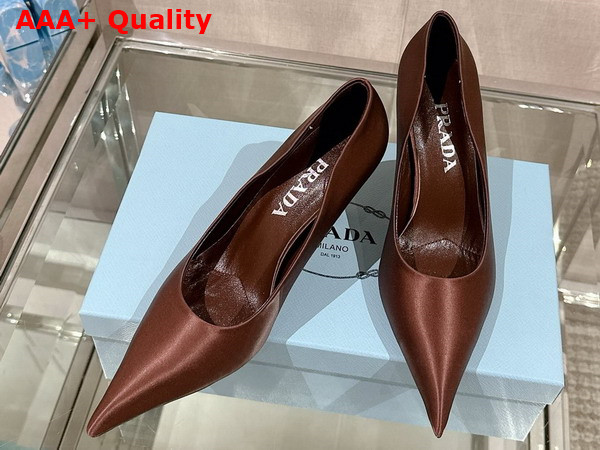 Prada Satin Pumps in Tobacco 1I484N Replica