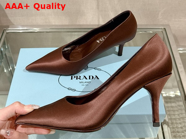 Prada Satin Pumps in Tobacco 1I484N Replica