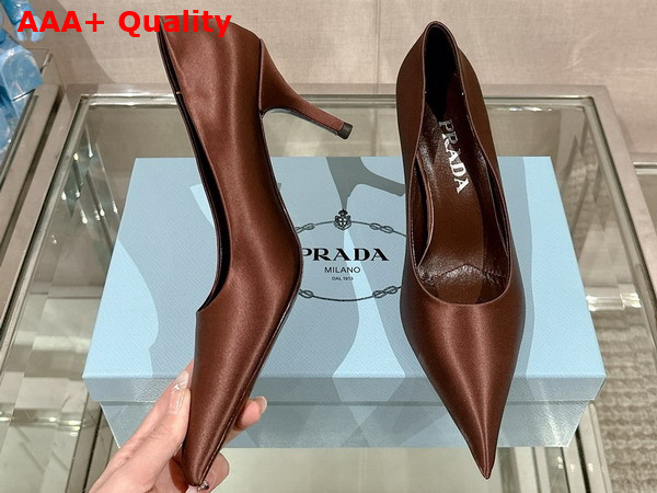 Prada Satin Pumps in Tobacco 1I484N Replica