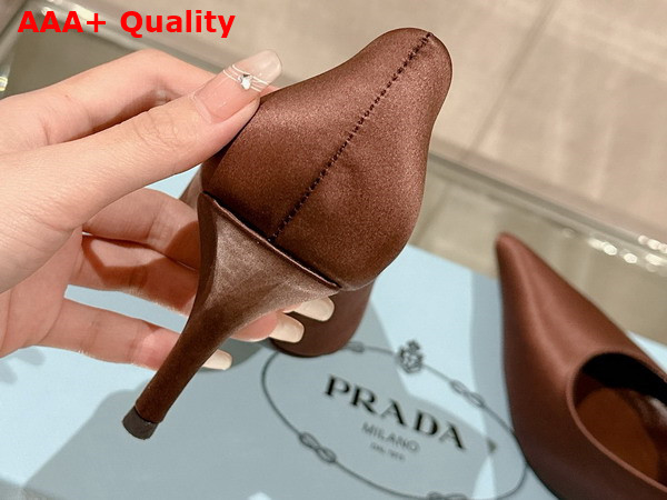 Prada Satin Pumps in Tobacco 1I484N Replica