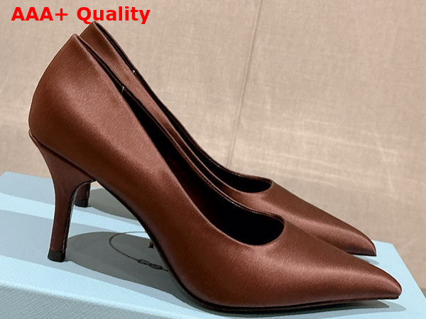 Prada Satin Pumps in Tobacco 1I484N Replica