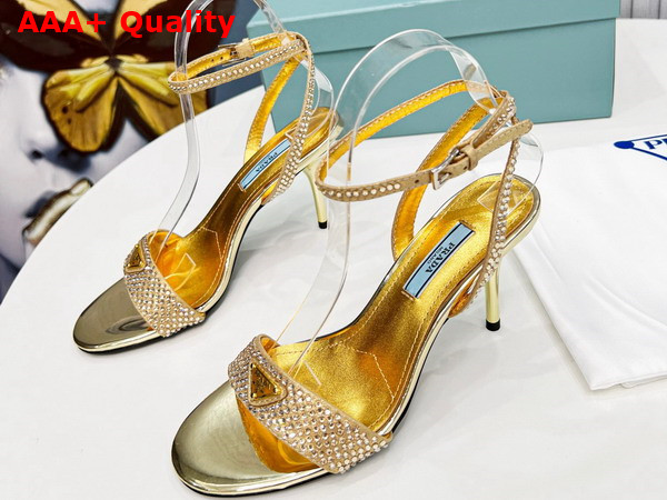 Prada Satin Sandals with Crystals in Platinum 1X022N Replica