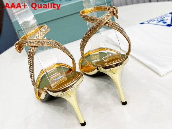 Prada Satin Sandals with Crystals in Platinum 1X022N Replica