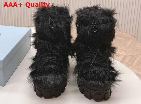 Prada Shearling Apres Ski Boots in Black 1U030N Replica