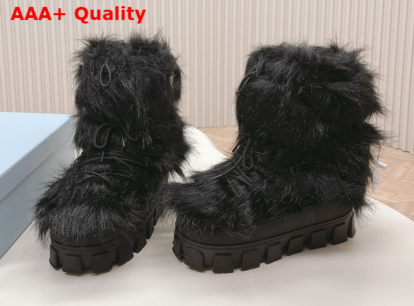 Prada Shearling Apres Ski Boots in Black 1U030N Replica