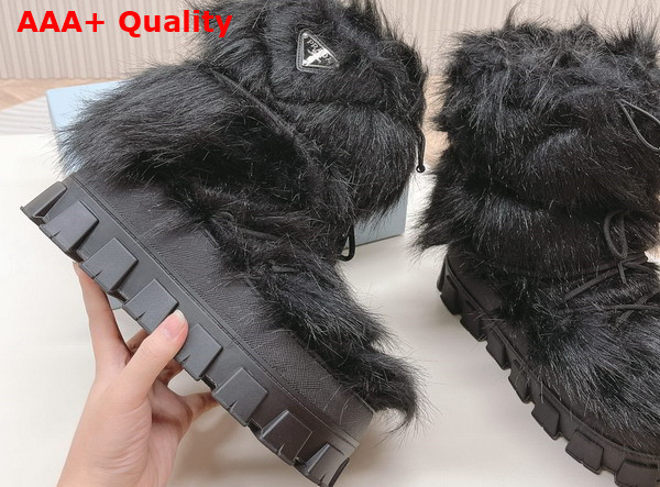 Prada Shearling Apres Ski Boots in Black 1U030N Replica