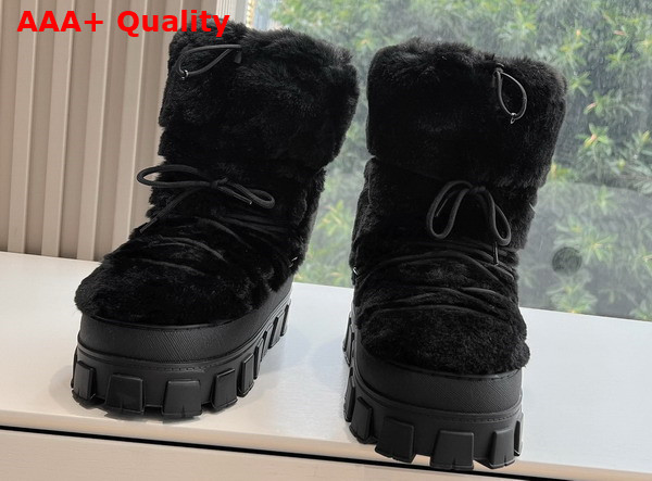 Prada Shearling Apres Ski Boots in Black 1U032N Replica