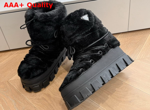 Prada Shearling Apres Ski Boots in Black 1U032N Replica