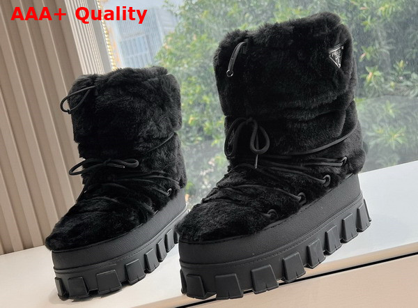 Prada Shearling Apres Ski Boots in Black 1U032N Replica