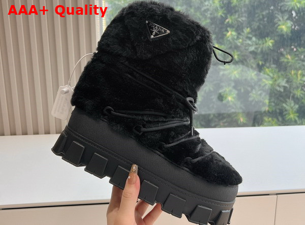 Prada Shearling Apres Ski Boots in Black 1U032N Replica