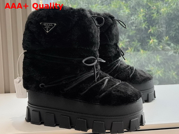 Prada Shearling Apres Ski Boots in Black 1U032N Replica