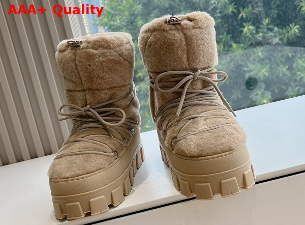 Prada Shearling Apres Ski Boots in Ecru 1U032N Replica