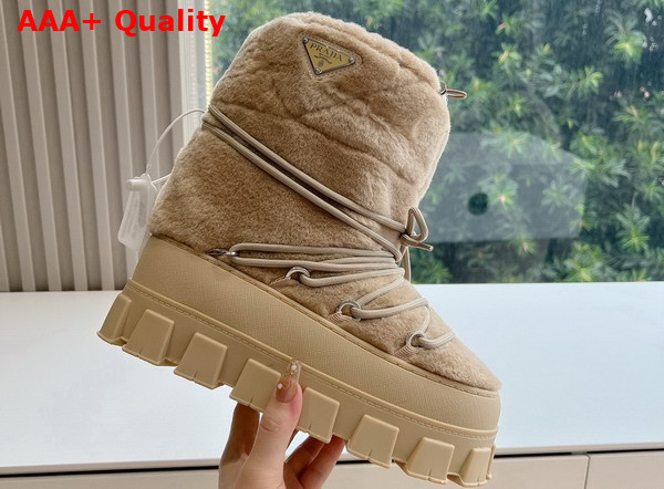 Prada Shearling Apres Ski Boots in Ecru 1U032N Replica