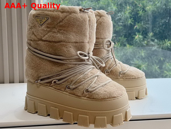 Prada Shearling Apres Ski Boots in Ecru 1U032N Replica