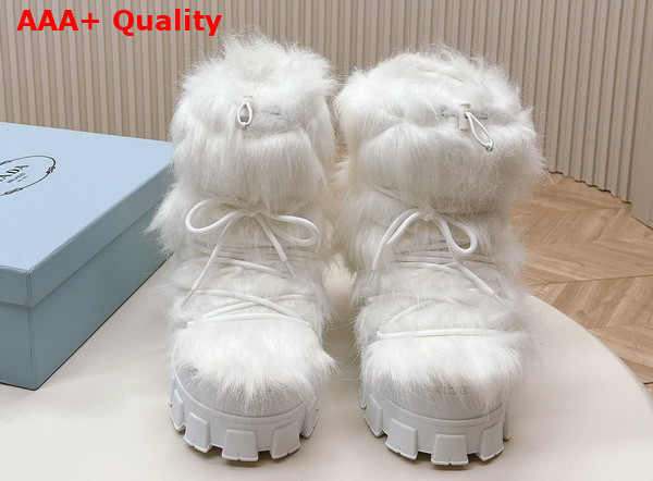 Prada Shearling Apres Ski Boots in White 1U030N Replica