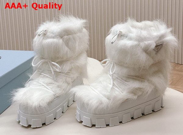 Prada Shearling Apres Ski Boots in White 1U030N Replica