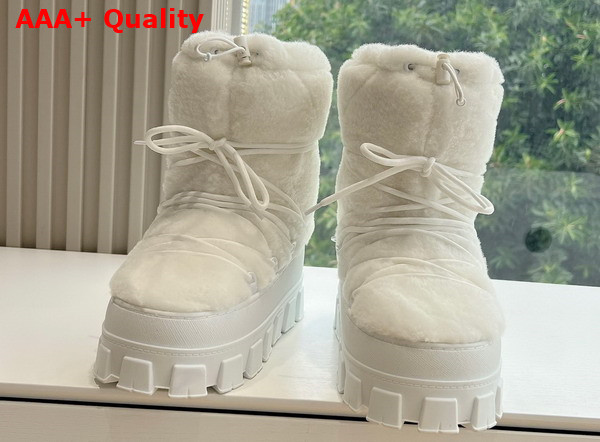 Prada Shearling Apres Ski Boots in White 1U032N Replica