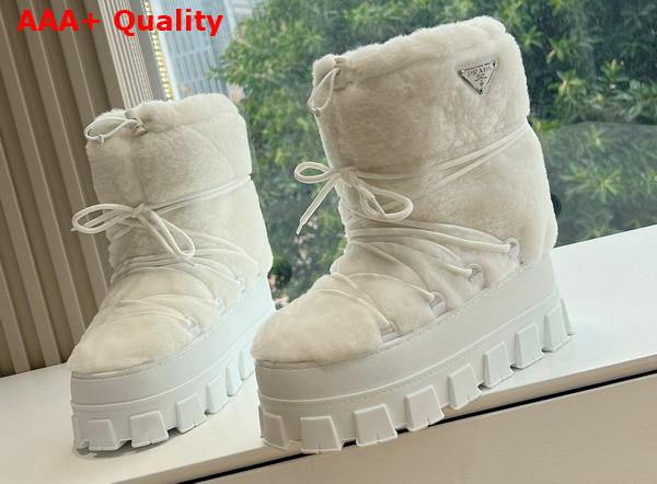 Prada Shearling Apres Ski Boots in White 1U032N Replica